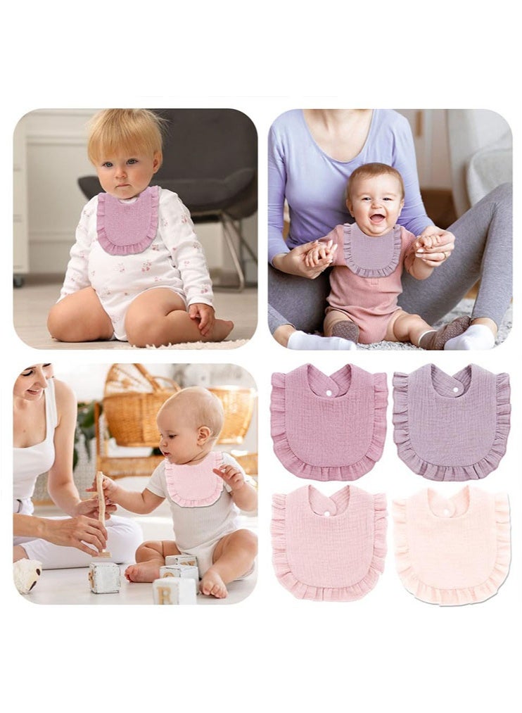 meayul Baby Bibs 4 Pack, 100% Cotton Adjustable Bibs Absorbent for Baby Boys Girls, Unisex Bibs, Toddlers Infants for Feeding and Teething, Stain-Resistant Breathable - Image 5